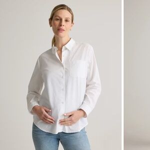 Medium 100% Organic Cotton Poplin Maternity Long Sleeve Shirt
